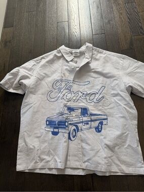 Ford Short Sleeve Polo Shirt with Blue Truck Graphic